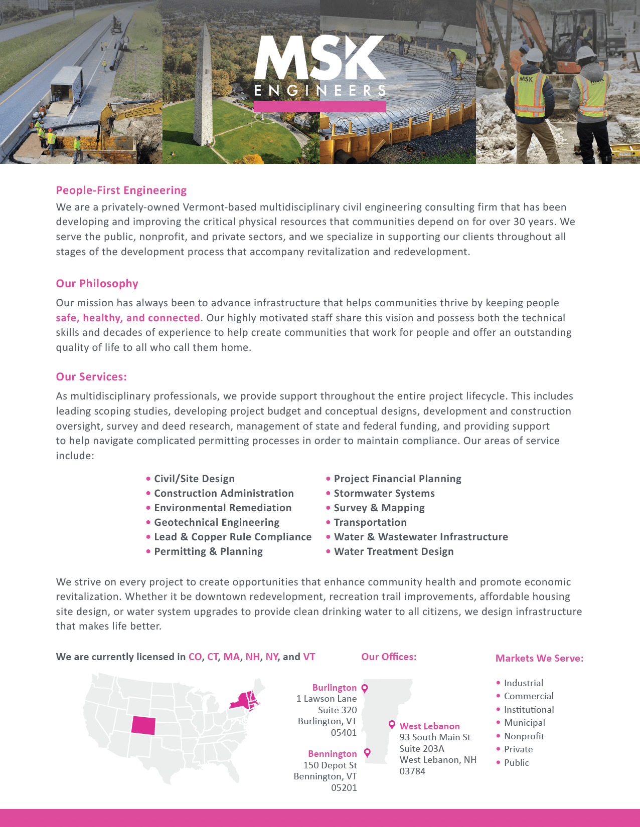 About us brochure front