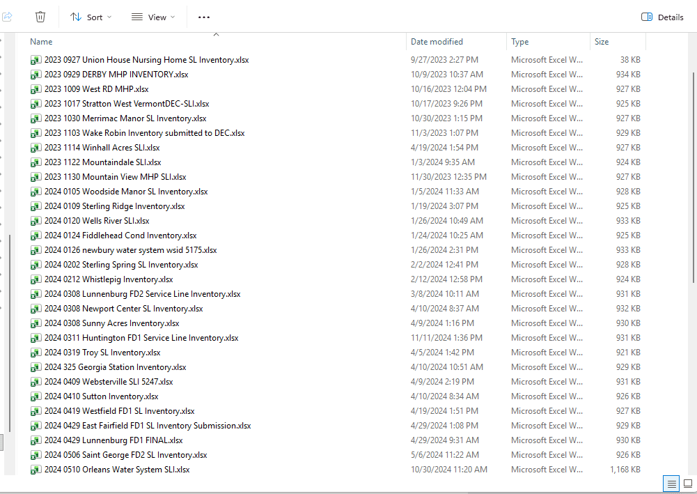 All water systems Excel files