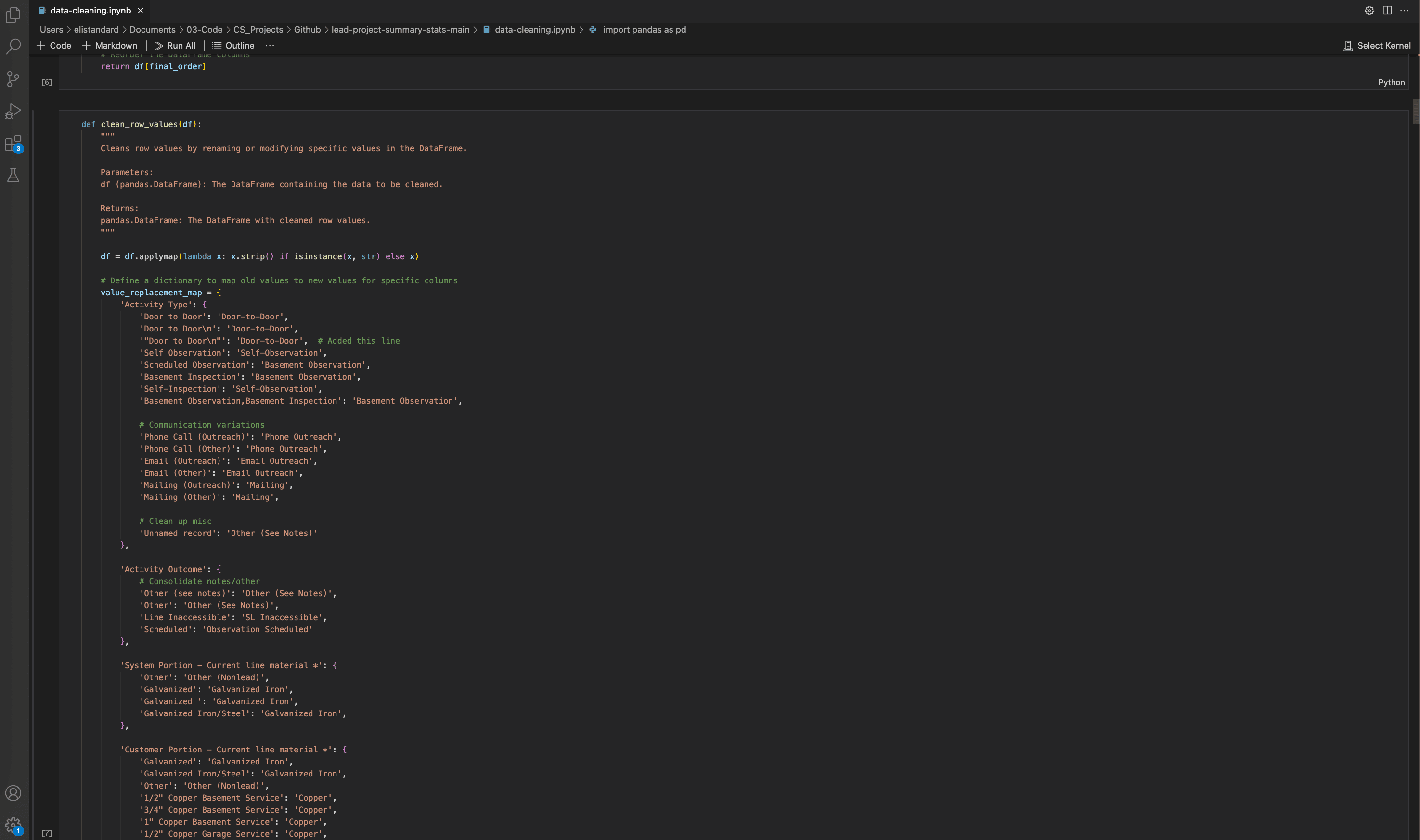 Python data cleaning